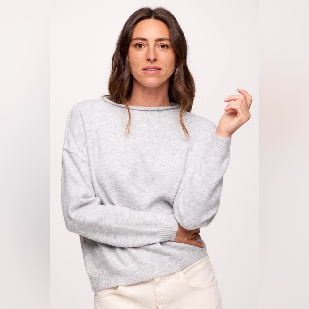 NUUDS Cozy Knit Mockneck Sweater in Heather Grey, sz XL
